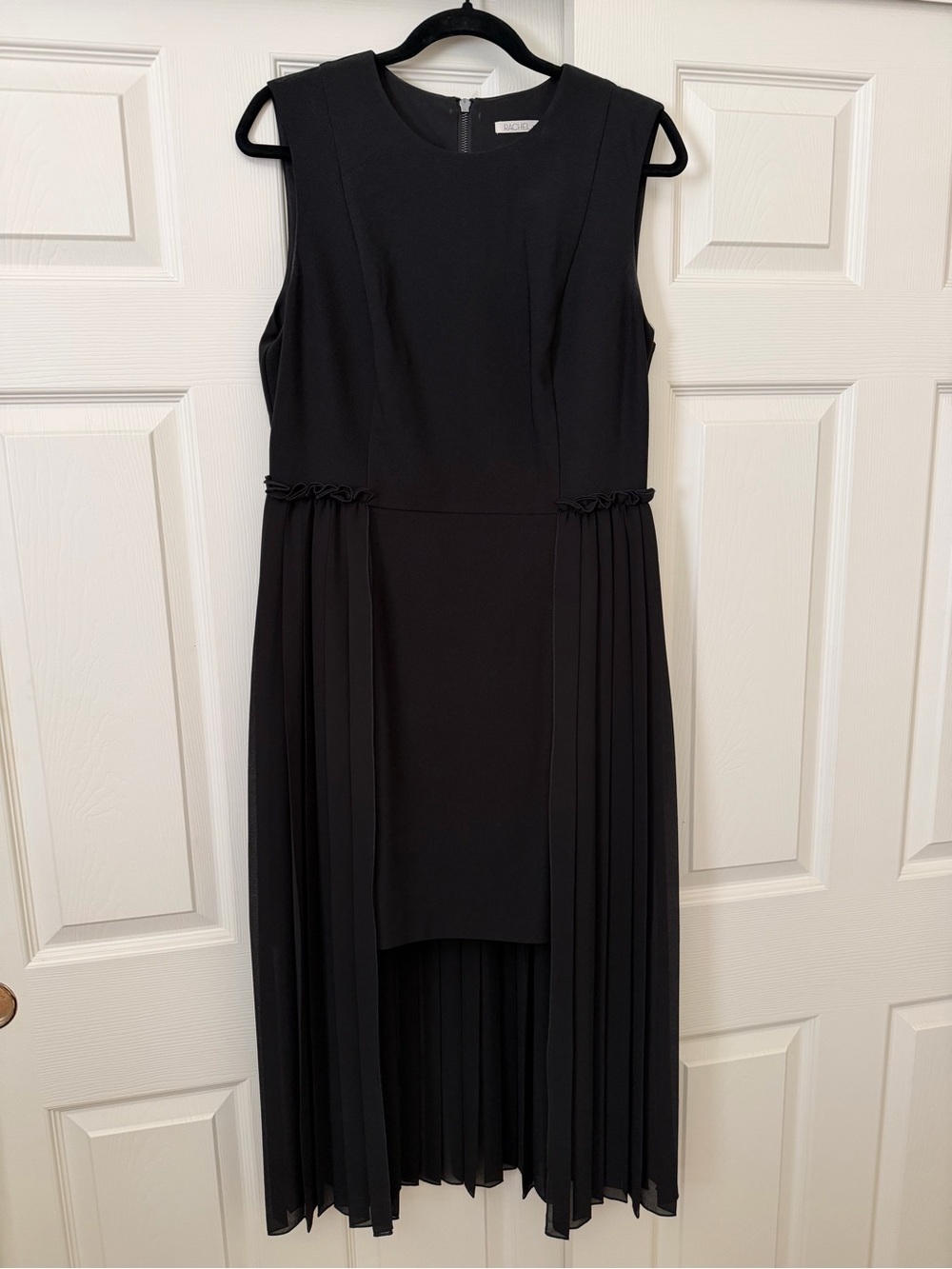 RACHEL Rachel Roy Black Sleeveless High-Low Pleated Dress
